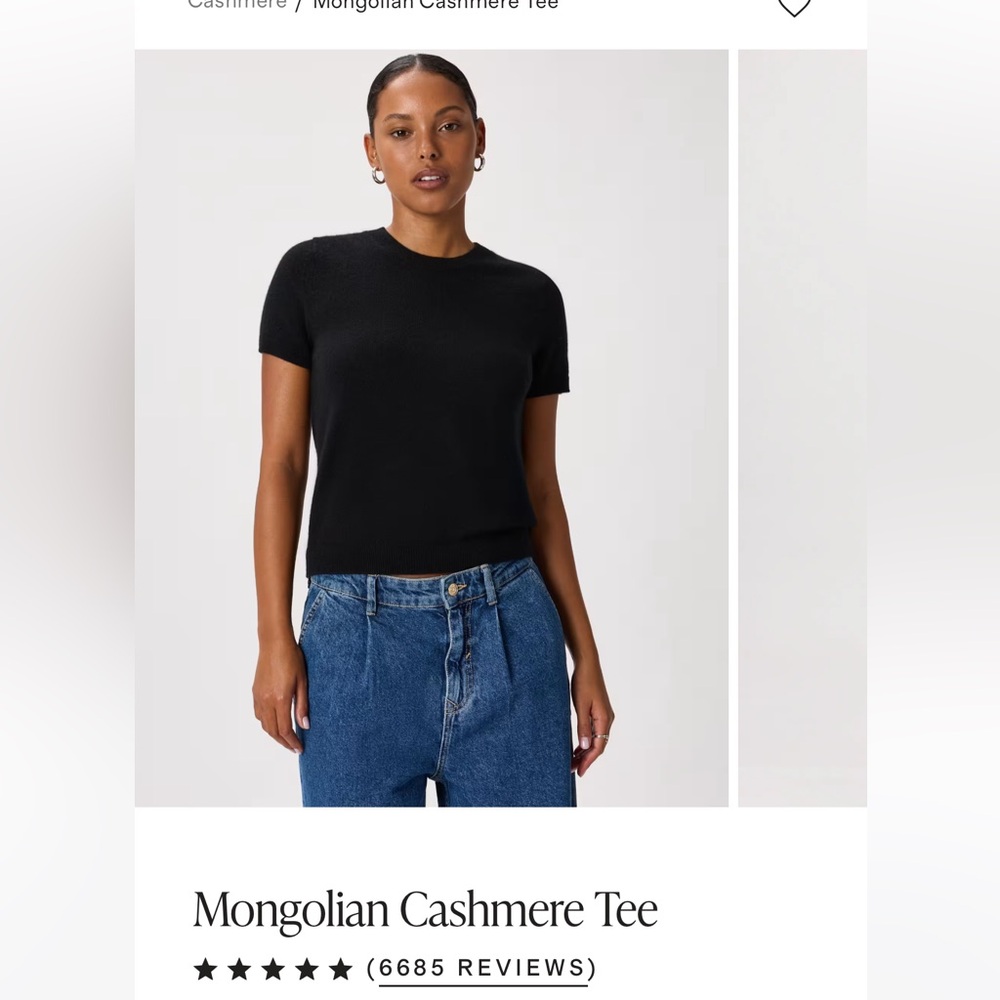 Quince Mongolian Cashmere Short Sleeve T-shirt - Black M